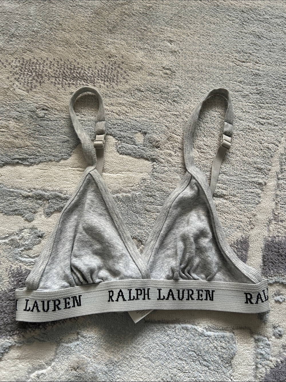Vintage Ralph Lauren Heather Gray Logo Elastic Triangle Bralette Size XS